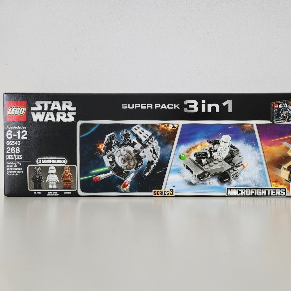 NIB LEGO 66543 3in1 Star Wars SuperPack Microfighters 3 Minifigs 268pcs RETIRED